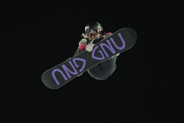 BEIJING, CHINA - DECEMBER 14: Jamie Anderson of the United States competes in the Women's Snowboard Big Air finals  during the 2019 Air+Style Beijing FIS Snowboard World Cup at Shougang Park on December 14, 2019 in Beijing, China. The Big Air Shougang is a venue for an FIS Freestyle Ski and Snowboard World Cup competition from December 10 to 14, and Beijing 2022 Winter Olympic Games.(Photo by Fred Lee/Getty Images)