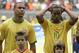 Brazilian stars Ronaldo, left, and Ronaldinho wait for the kick off of the World Cup, Round of 16 soccer match between Brazil and Ghana, at the Dortmund stadium, Germany, Tuesday, June 27, 2006. (AP Photo/Mark J. Terrill) **MOBILE/PDA USAGE OUT**
