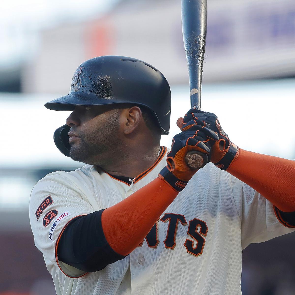 Noticeably skinnier Pablo Sandoval takes batting practice