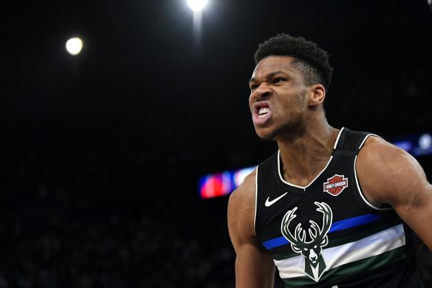 PARIS, FRANCE - JANUARY 24: Giannis Antetokounmpo of the Milwaukee Bucks reacts after a dunk during the NBA Paris Game match between Charlotte Hornets and Milwaukee Bucks on January 24, 2020 in Paris, France. (Photo by Aurelien Meunier/Getty Images)