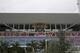 Workers string wire outside of the Hard Rock Stadium Monday, Jan. 27, 2020, in Miami Gardens, Fla. in preparation for the NFL Super Bowl 54 football game. (AP Photo/Chris Carlson)
