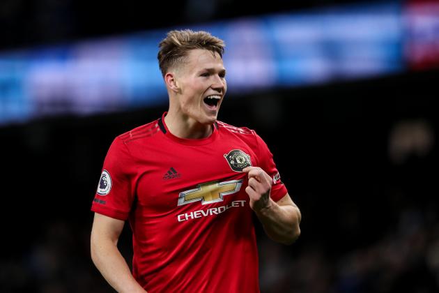 MANCHESTER, ENGLAND - DECEMBER 07: Scott McTominay of Manchester United celebrates at full time during the Premier League match between Manchester City and Manchester United at Etihad Stadium on December 7, 2019 in Manchester, United Kingdom. (Photo by Matthew Ashton - AMA/Getty Images)
