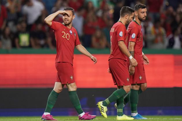 LISBON, PORTUGAL - OCTOBER 11: Bernardo Silva of Portugal celebrates after scoring the opening goal during the UEFA Euro 2020 Qualifier match between Portugal and Luxembourg at Estadio Jose Alvalade on October 11, 2019 in Lisbon, Portugal.  (Photo by Gualter Fatia/Getty Images)