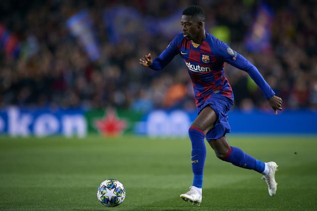 BARCELONA, SPAIN - NOVEMBER 27: Ousmane Dembele of Barcelona in action during the UEFA Champions League group F match between FC Barcelona and Borussia Dortmund at Camp Nou on November 27, 2019 in Barcelona, Spain. (Photo by Pablo Morano/MB Media/Getty Images)