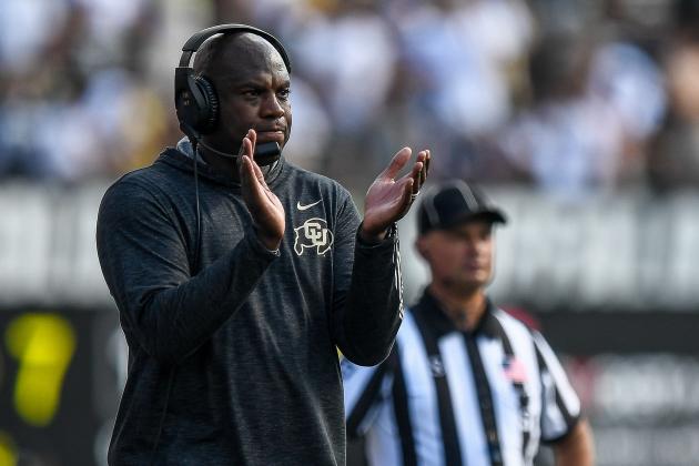 BOULDER, CO - SEPTEMBER 7: Head coach Mel Tucker of the Colorado Buffaloes works during a timeout during a game against the Nebraska Cornhuskers at Folsom Field on September 7, 2019 in Boulder, Colorado. (Photo by Dustin Bradford/Getty Images)