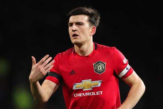 MANCHESTER, ENGLAND - FEBRUARY 01: Harry Maguire of Manchester United during the Premier League match between Manchester United and Wolverhampton Wanderers at Old Trafford on February 1, 2020 in Manchester, United Kingdom. (Photo by Matthew Ashton- AMA/Getty Images)