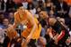 PHOENIX, AZ - MARCH 12: Devin Booker #1 of the Phoenix Suns handles the ball against Damian Lillard #0 of the Portland Trail Blazers during the NBA game at Talking Stick Resort Arena on March 12, 2017 in Phoenix, Arizona. The Trailblazers defeated the Suns 110-101. NOTE TO USER: User expressly acknowledges and agrees that, by downloading and or using this photograph, User is consenting to the terms and conditions of the Getty Images License Agreement. (Photo by Christian Petersen/Getty Images)
