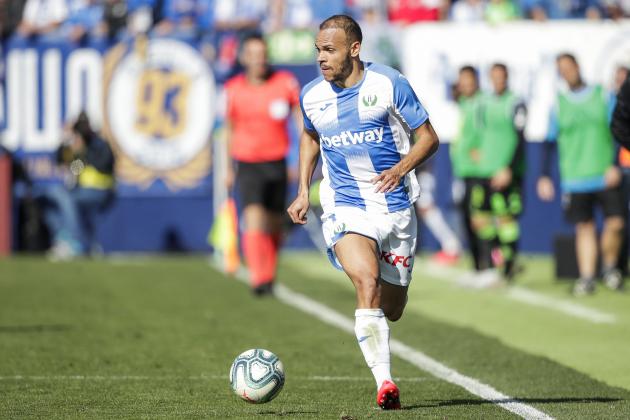 MADRID, SPAIN - FEBRUARY 16: Martin Braithwaite of Leganes during the La Liga Santander match between Leganes v Real Betis Sevilla at the Estadio Municipal de Butarque on February 16, 2020 in Madrid Spain (Photo by David S. Bustamante/Soccrates/Getty Images)