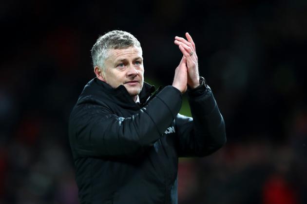 MANCHESTER, ENGLAND - FEBRUARY 01: Ole Gunnar Solskjaer, Manager of Manchester United acknowledges the fans after the Premier League match between Manchester United and Wolverhampton Wanderers at Old Trafford on February 01, 2020 in Manchester, United Kingdom. (Photo by Alex Livesey/Getty Images)