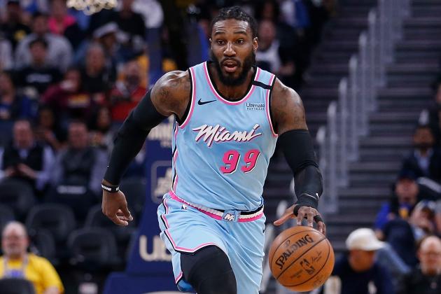 SAN FRANCISCO, CALIFORNIA - FEBRUARY 10: Jae Crowder #99 of the Miami Heat dribbles the ball in the first half against the Golden State Warriors at Chase Center on February 10, 2020 in San Francisco, California. NOTE TO USER: User expressly acknowledges and agrees that, by downloading and/or using this photograph, user is consenting to the terms and conditions of the Getty Images License Agreement. (Photo by Lachlan Cunningham/Getty Images)