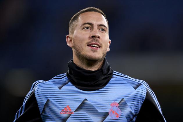 MADRID, SPAIN - FEBRUARY 16: Eden Hazard of Real Madrid CF blooks on prior the game during the Liga match between Real Madrid CF and RC Celta de Vigo at Estadio Santiago Bernabeu on February 16, 2020 in Madrid, Spain. (Photo by Diego Souto/Quality Sport Images/Getty Images)
