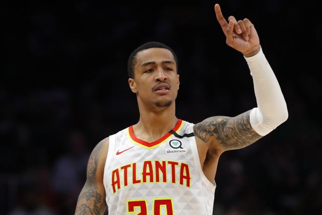 Atlanta Hawks forward John Collins (20) reacts in the second half of an NBA basketball game against the Boston Celtics on Monday, Feb. 3, 2020, in Atlanta. (AP Photo/Todd Kirkland)