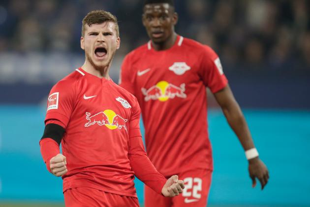 GELSENKIRCHEN, GERMANY - FEBRUARY 22: Timo Werner of RB Leipzig during the German Bundesliga match between Schalke 04 v RB Leipzig at the Veltins Arena on February 22, 2020 in Gelsenkirchen Germany (Photo by Peter Lous/Soccrates/Getty Images)