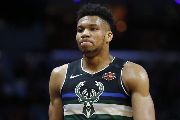 MIAMI, FLORIDA - MARCH 02:  Giannis Antetokounmpo #34 of the Milwaukee Bucks reacts against the Miami Heat during the first half at American Airlines Arena on March 02, 2020 in Miami, Florida. NOTE TO USER: User expressly acknowledges and agrees that, by downloading and/or using this photograph, user is consenting to the terms and conditions of the Getty Images License Agreement.  (Photo by Michael Reaves/Getty Images)