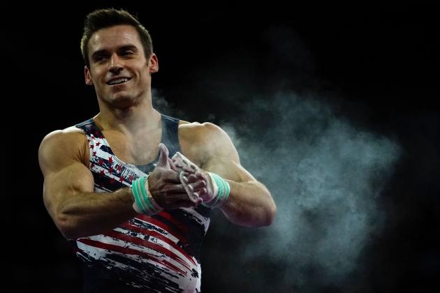 USA's Samuel Mikulak gets ready during the horizontal bar event of the apparatus finals at the FIG Artistic Gymnastics World Championships at the Hanns-Martin-Schleyer-Halle in Stuttgart, southern Germany, on October 13, 2019. (Photo by Lionel BONAVENTURE / AFP) (Photo by LIONEL BONAVENTURE/AFP via Getty Images)