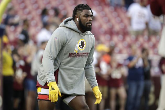 Washington Redskins strong safety Landon Collins warms up prior to an NFL football game against the Chicago Bears Monday, Sept. 23, 2019, in Landover, Md. (AP Photo/Julio Cortez)