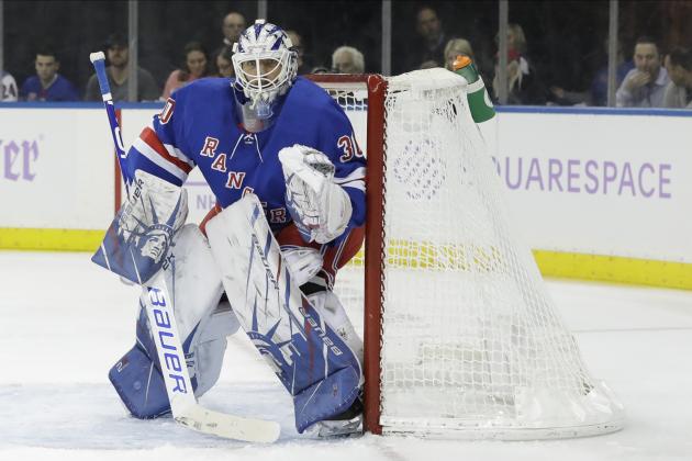 New York Rangers goaltender Henrik Lundqvist (30) during the first period of an NHL hockey game against the Minnesota Wild Monday, Nov. 25, 2019, in New York. (AP Photo/Frank Franklin II)