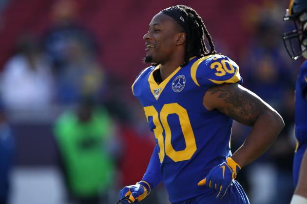 LOS ANGELES, CALIFORNIA - DECEMBER 29:  Todd Gurley #30 of the Los Angeles Rams looks on prior to a game against the Arizona Cardinals at Los Angeles Memorial Coliseum on December 29, 2019 in Los Angeles, California. (Photo by Sean M. Haffey/Getty Images)