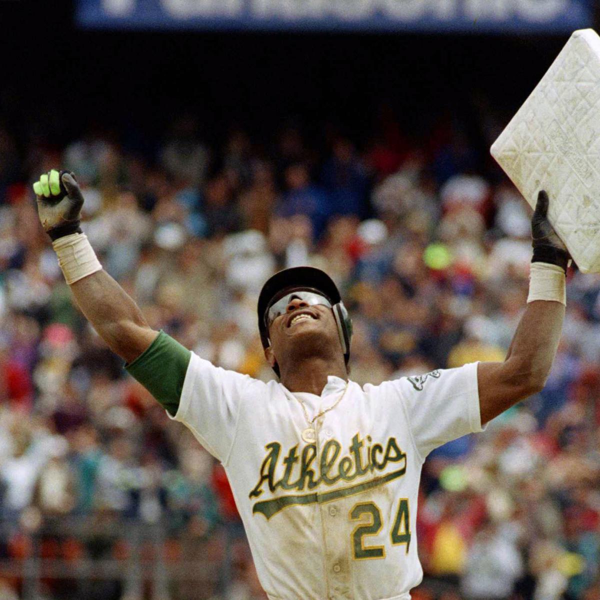 Rickey Henderson Steals 117th but gets foiled trying for the record - This  Day In Baseball