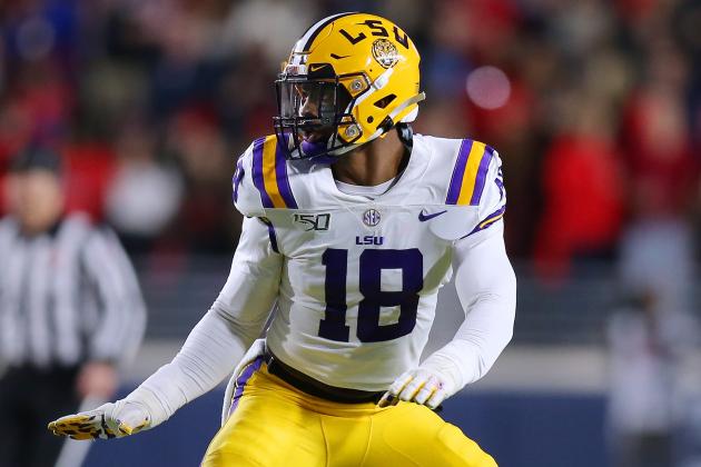 OXFORD, MISSISSIPPI - NOVEMBER 16: K'Lavon Chaisson #18 of the LSU Tigers in action during a game against the Mississippi Rebels at Vaught-Hemingway Stadium on November 16, 2019 in Oxford, Mississippi. (Photo by Jonathan Bachman/Getty Images)
