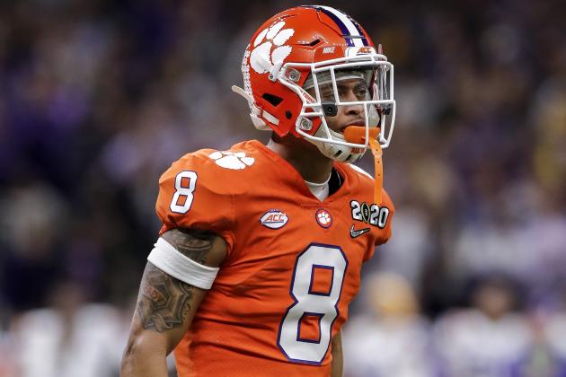 NEW ORLEANS, LA - JANUARY 13: Cornerback A.J. Terrell #8 of the Clemson Tigers during the College Football Playoff National Championship game against the LSU Tigers at the Mercedes-Benz Superdome on January 13, 2020 in New Orleans, Louisiana. LSU defeated Clemson 42 to 25. (Photo by Don Juan Moore/Getty Images)
