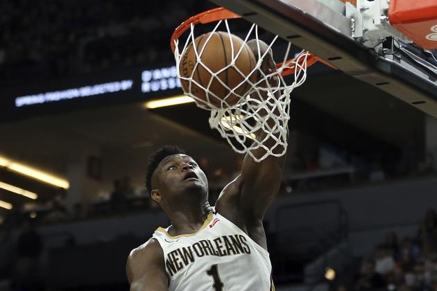 New Orleans Pelicans' Zion Williamson dunks in the second half of an NBA basketball game against the Minnesota Timberwolves, Sunday, March 8, 2020, in Minneapolis. (AP Photo/Stacy Bengs)