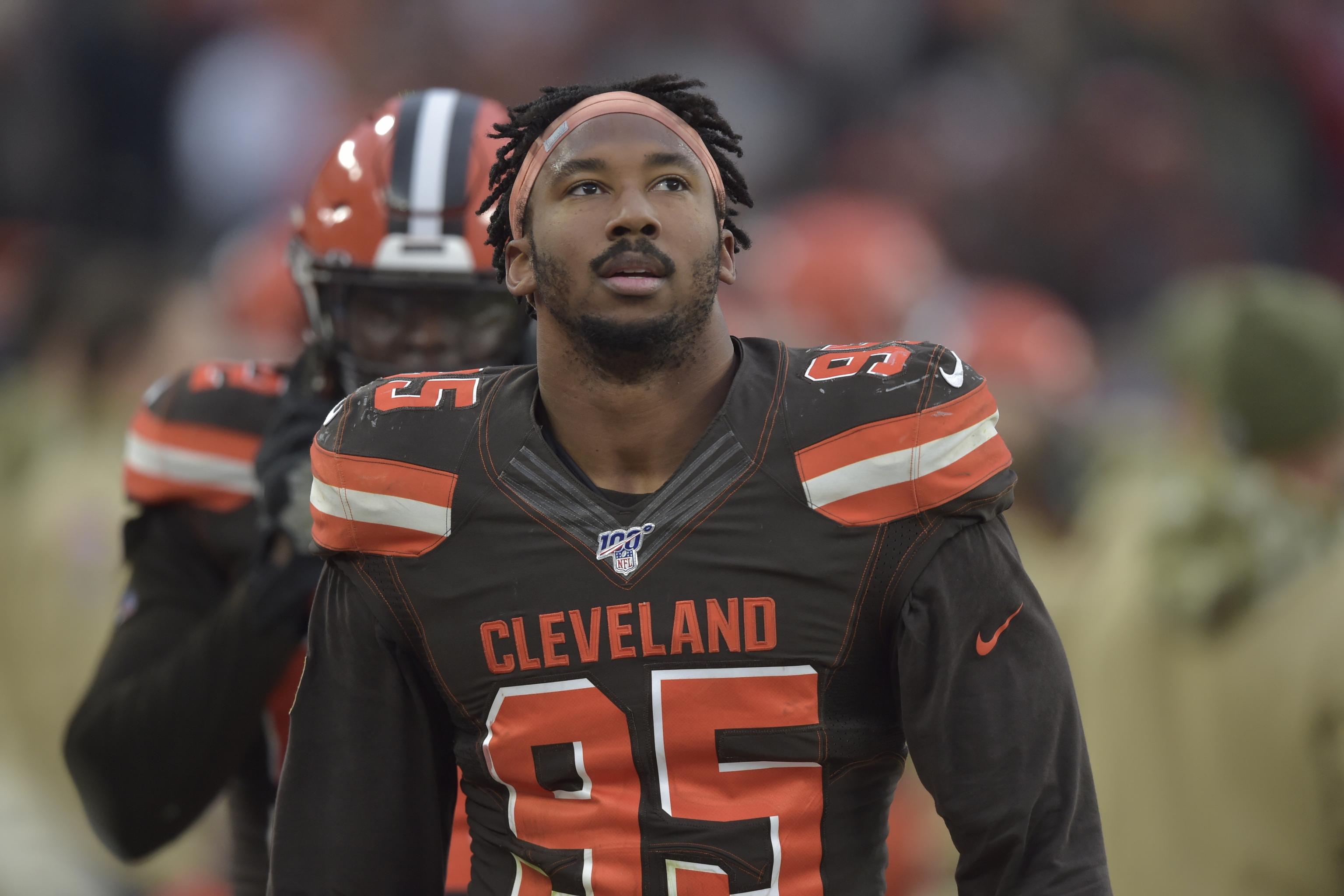 Cleveland Browns defensive end Myles Garrett has high ankle sprain