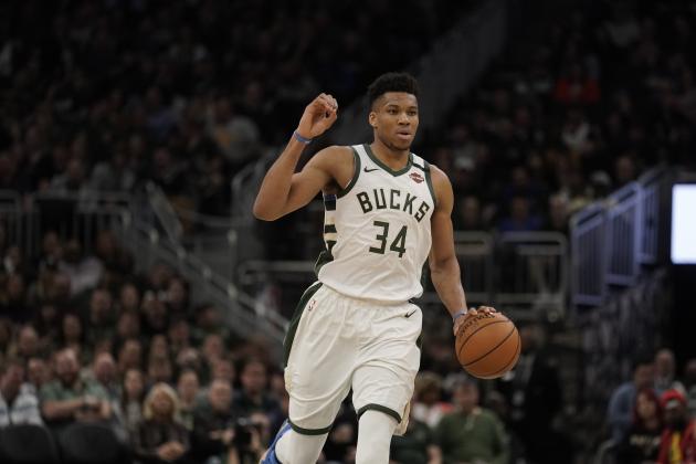 Milwaukee Bucks' Giannis Antetokounmpo dribbles during the second half of an NBA basketball game against the Indiana Pacers Wednesday, March 4, 2020, in Milwaukee. The Bucks won 119-100. (AP Photo/Morry Gash)
