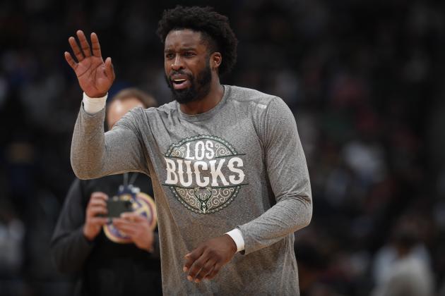 Milwaukee Bucks guard Wesley Matthews (9) in the second half of an NBA basketball game Monday, March 9, 2020, in Denver. The Nuggets won 109-95. (AP Photo/David Zalubowski)