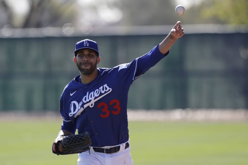 Los Angeles Dodgers pitcher David Price poses during spring baseball training Friday, February 14, 2020, in Phoenix. (AP Photo / Gregory Bull)
