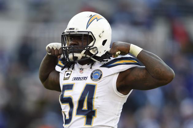 Los Angeles Chargers defensive end Melvin Ingram celebrates after sacking Baltimore Ravens quarterback Lamar Jackson in the second half of an NFL wild card playoff football game, Sunday, Jan. 6, 2019, in Baltimore. (AP Photo/Gail Burton)