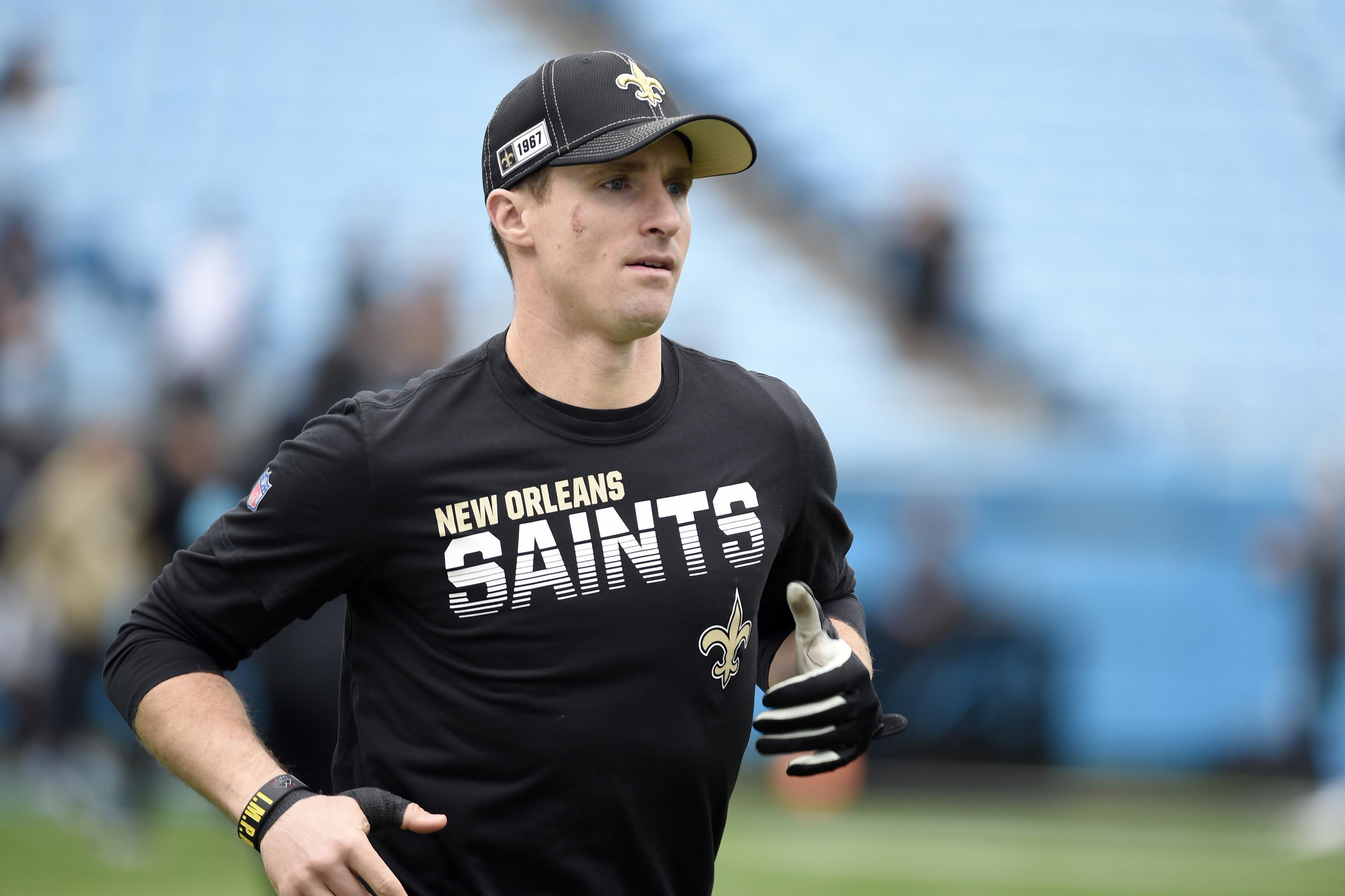 Baltimore, USA. 21st Oct 2018. New Orleans Saints QB Drew Brees (9)  pictured during TV interviews following his team's 24-23 victory over the  Baltimore Ravens at M&T Bank Stadium in Baltimore, MD