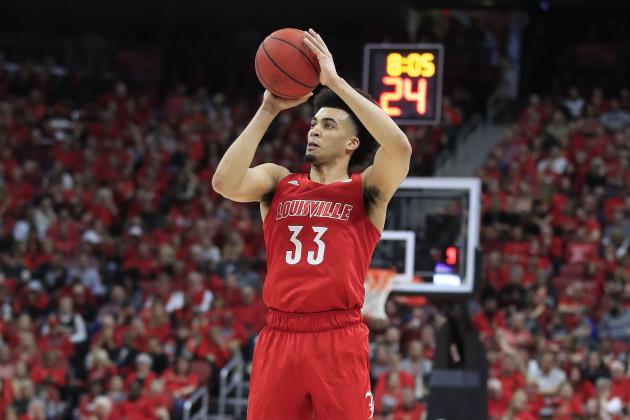 LOUISVILLE, KENTUCKY - MARCH 01:   Jordan Nwora #33 of the Louisville Cardinals shoots the ball against the Virginia Tech Hokies at KFC YUM! Center on March 01, 2020 in Louisville, Kentucky. (Photo by Andy Lyons/Getty Images)