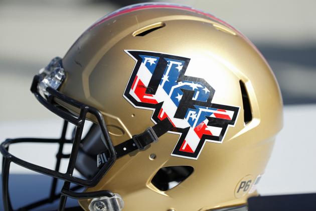 ORLANDO, FL - NOVEMBER 12: Detailed view of Central Florida Knights military appreciation logo on a helmet during the game against the Cincinnati Bearcats at Bright House Networks Stadium on November 12, 2016 in Orlando, Florida. Central Florida defeated Cincinnati 24-3. (Photo by Joe Robbins/Getty Images) *** Local Caption ***