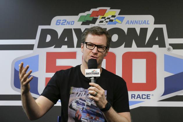 Dale Earnhardt Jr., team owner and TV analyst answers questions during a news conference before the NASCAR Daytona 500 auto race at Daytona International Speedway, Sunday, Feb. 16, 2020, in Daytona Beach, Fla. (AP Photo/Terry Renna)