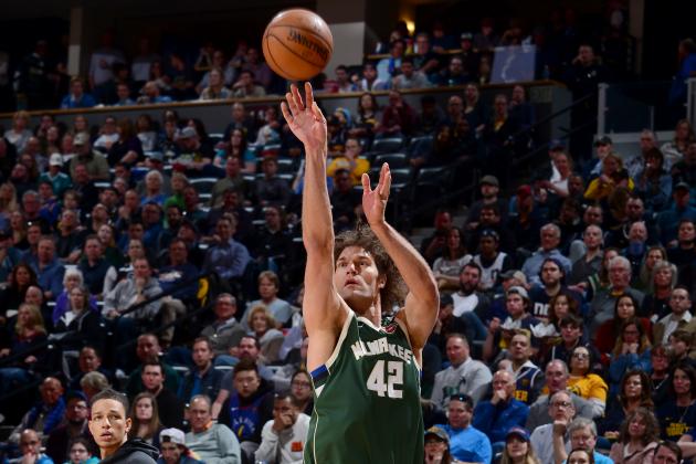 DENVER, CO - MARCH 9: Robin Lopez #42 of the Milwaukee Bucks shoots the ball against the Denver Nuggets on March 09, 2020 at the Pepsi Center in Denver, Colorado. NOTE TO USER: User expressly acknowledges and agrees that, by downloading and/or using this Photograph, user is consenting to the terms and conditions of the Getty Images License Agreement. Mandatory Copyright Notice: Copyright 2020 NBAE (Photo by Bart Young/NBAE via Getty Images)