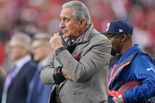 SANTA CLARA, CALIFORNIA - DECEMBER 15: Owner Arthur Blank of the Atlanta Falcons  looks on from the sidelines against the San Francisco 49ers during the second half of an NFL football game at Levi's Stadium on December 15, 2019 in Santa Clara, California. (Photo by Thearon W. Henderson/Getty Images)