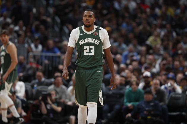 Milwaukee Bucks guard Sterling Brown (23) in the second half of an NBA basketball game Monday, March 9, 2020, in Denver. The Nuggets won 109-95. (AP Photo/David Zalubowski)