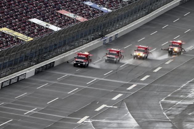 TALLADEGA, ALABAMA - JUNE 21: The NASCAR Toyota Track Drying Team works to dry the track prior to the NASCAR Cup Series GEICO 500at Talladega Superspeedway on June 21, 2020 in Talladega, Alabama. (Photo by Brian Lawdermilk/Getty Images)