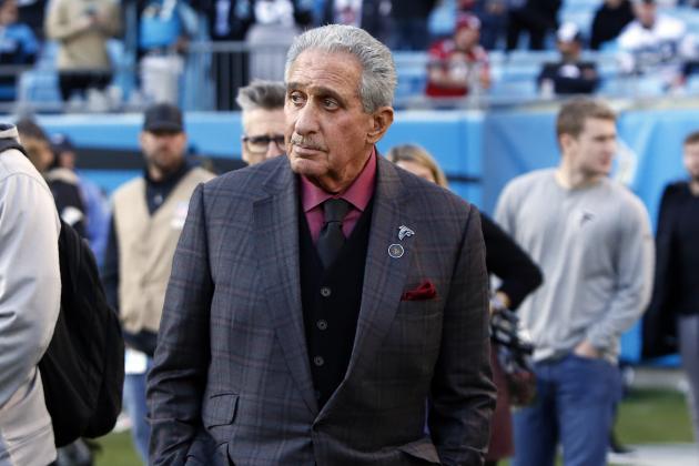 Atlanta Falcons owner Arthur Blank is seen during the second half of an NFL football game against the Carolina Panthers in Charlotte, N.C., Sunday, Nov. 17, 2019. (AP Photo/Brian Blanco)