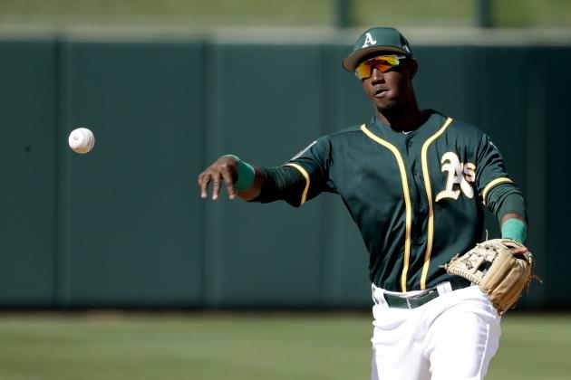Oakland Athletics shortstop Jorge Mateo plays during a spring baseball game against the Texas Rangers in Mesa, Ariz., Tuesday, March 6, 2018. (AP Photo/Chris Carlson)