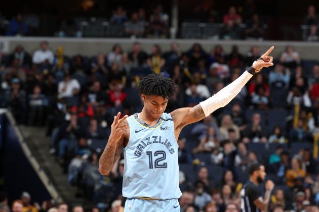MEMPHIS, TN - MARCH 10: Ja Morant #12 of the Memphis Grizzlies reacts to a play against the Orlando Magic on March 10, 2020 at FedExForum in Memphis, Tennessee. NOTE TO USER: User expressly acknowledges and agrees that, by downloading and or using this photograph, User is consenting to the terms and conditions of the Getty Images License Agreement. Mandatory Copyright Notice: Copyright 2020 NBAE (Photo by Joe Murphy/NBAE via Getty Images)
