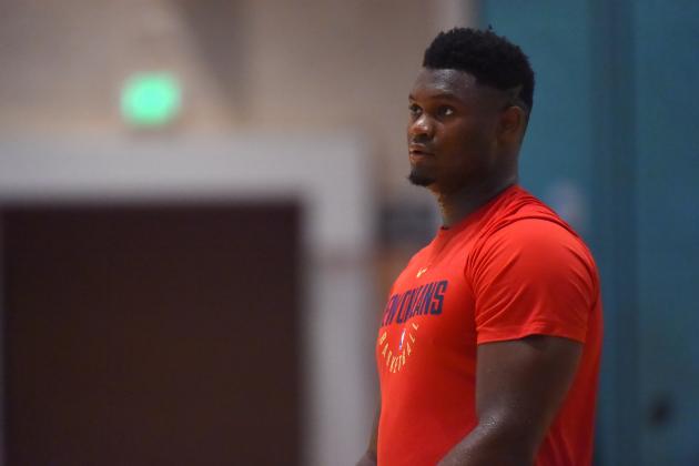 ORLANDO, FL - JULY 11: Zion Williamson #1 of the New Orleans Pelicans during practice at the hotel as part of the NBA Restart 2020 on July 11, 2020 in Orlando, Florida. NOTE TO USER: User expressly acknowledges and agrees that, by downloading and/or using this photograph, user is consenting to the terms and conditions of the Getty Images License Agreement.  Mandatory Copyright Notice: Copyright 2020 NBAE (Photo by Bill Baptist/NBAE via Getty Images)