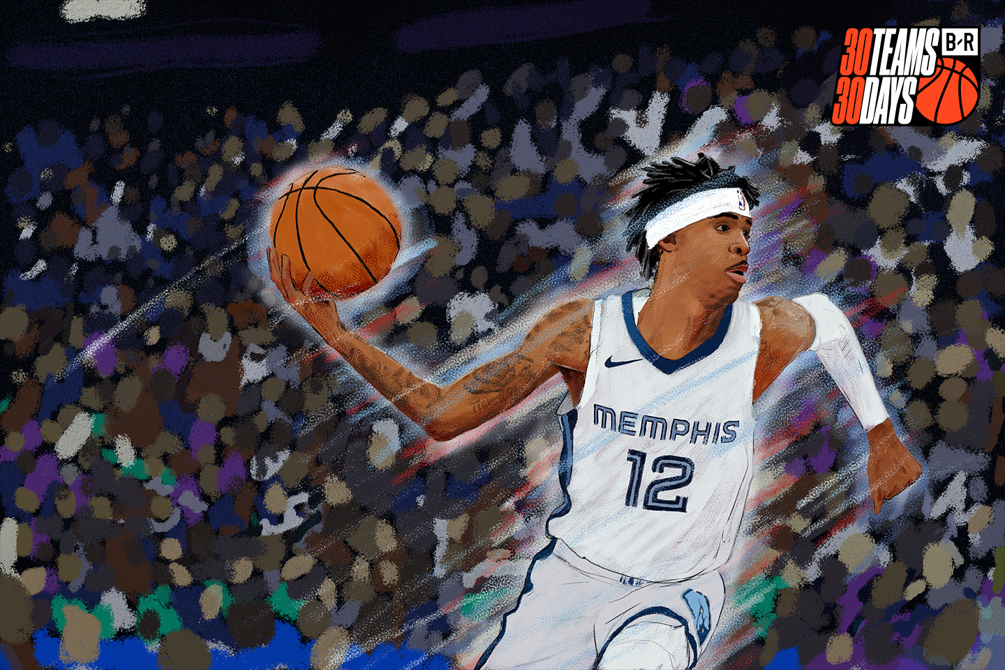 Ja Morant of the Memphis Grizzlies goes up for a dunk during the