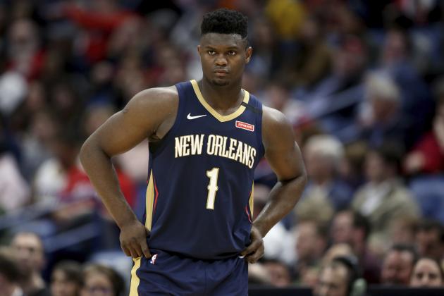 New Orleans Pelicans forward Zion Williamson walks onto the court during the second half of the team's NBA basketball game against the Miami Heat in New Orleans, Friday, March 6, 2020. (AP Photo/Rusty Costanza)