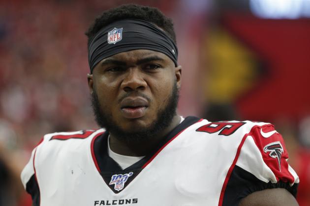 Atlanta Falcons defensive tackle Grady Jarrett (97) during an NFL football game against the Arizona Cardinals, Sunday, Oct. 13, 2019, in Glendale, Ariz. (AP Photo/Rick Scuteri)