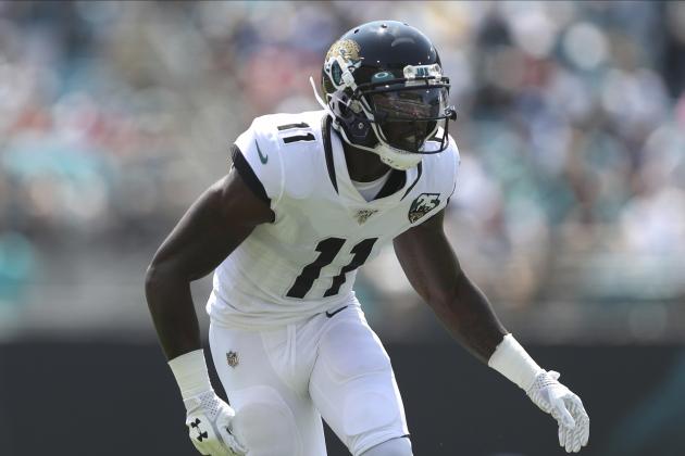 Jacksonville Jaguars wide receiver Marqise Lee (11) makes a moves off the line of scrimmage during an NFL football game against the Kansas City Chiefs, Sunday, Sept. 8, 2019, in Jacksonville, Fla. The Chiefs defeated the Jaguars 40-26. (AP Photo/Perry Knotts)