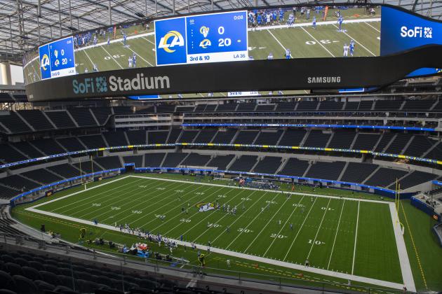The Rams hold their first practice at their new stadium, SoFi Stadium Saturday, Aug. 22, 2020, in Inglewood, Calif. (AP Photo/Kyusung Gong)
