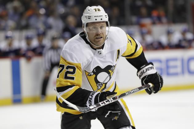 Pittsburgh Penguins' Patric Hornqvist (72) during the first period of an NHL hockey game against the New York Islanders Thursday, Nov. 21, 2019, in New York. (AP Photo/Frank Franklin II)