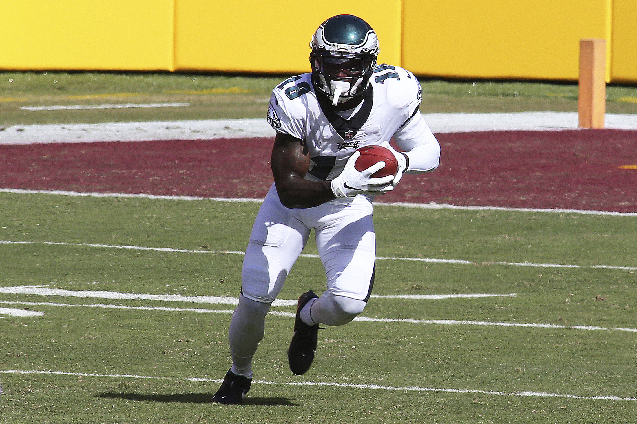 Jalen Reagor of the Philadelphia Eagles in action against the Dallas